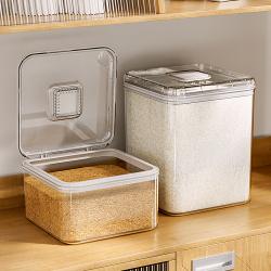 米桶家用厨房杂粮箱桌面米缸透明密封可翻盖简约大容量储米收纳盒